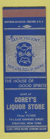 Matchbook Cover - Corey's Liquor Store Syracuse NY SAMPLE