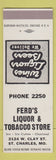 Matchbook Cover - Fred's Liquor Tobacco Store St Charles MO SAMPLE