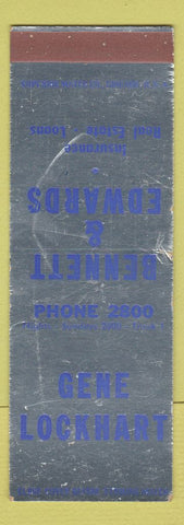 Matchbook Cover - Gene Lockhard Bennett Edwards Real Estate WORN SAMPLE