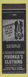 Matchbook Cover - Pivonka's Clothing SAMPLE