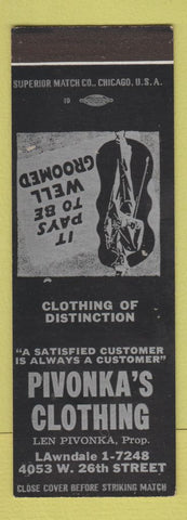 Matchbook Cover - Pivonka's Clothing SAMPLE