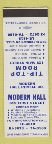 Matchbook Cover - Modern Hall Tip Top Room SAMPLE