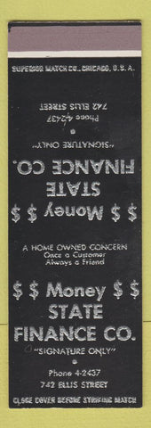 Matchbook Cover - Money State Finance  SAMPLE