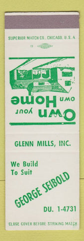 Matchbook Cover - George Seibold Glenn Mills Homes SAMPLE