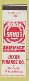 Matchbook Cover - Jaxon Finance Company SAMPLE