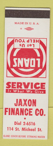 Matchbook Cover - Jaxon Finance Company SAMPLE