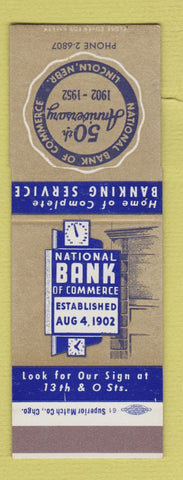 Matchbook Cover - National Bank of Commerce Lincoln NE 1952 SAMPLE
