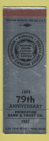 Matchbook Cover - Princeton Bank and Trust 1953 WEAR SAMPLE