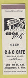 Matchbook Cover - C&C Cafe Albuquerque NM SAMPLE