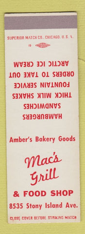 Matchbook Cover - Mac's Grill Chicago IL SAMPLE