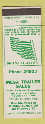 Matchbook Cover - Mesa Trailer Sales Grand Junction Colorado SAMPLE