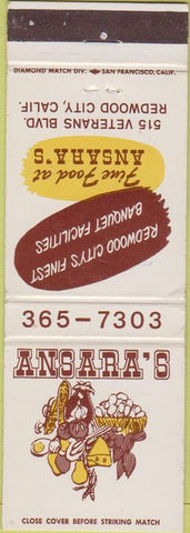 Matchbook Cover - Ansara's Redwood City CA