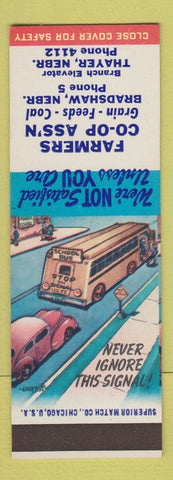 Matchbook Cover - Farmers COOP Grain Feed Bradshaw Thayer NE SAMPLE