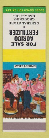 Matchbook Cover - Agrigo Fertilizer oil gas Barber Shop Quartet SAMPLE