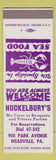Matchbook Cover - Huckelbury's Restaurant Meadville PA SAMPLE