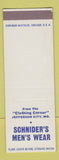 Matchbook Cover - Schnider's Men's Clothes Jefferson City MO CREASE SAMPLE
