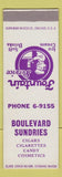 Matchbook Cover - Boulevard Sundries SAMPLE