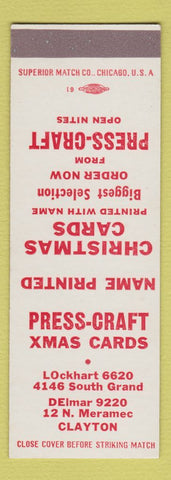 Matchbook Cover - Press Craft Christmas Cards Clayton MO SAMPLE