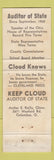 Matchbook Cover - Roger Cloud Auditor of State Election 1966 Columbus OH
