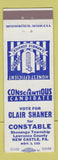 Matchbook Cover - Clair Shaner for Constable Shenango Township New Castle PA