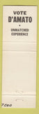 Matchbook Cover - James D'Amato County Judge Election Waukesha WI