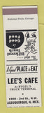 Matchbook Cover - Lee's Cafe Albuquerque NM SAMPLE