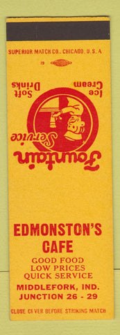 Matchbook Cover - Edmonston's Cafe Middlefork IN SAMPLE