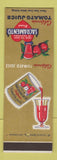 Matchbook Cover - California Brand Tomato Juice Sacramento CA Brand SAMPLE
