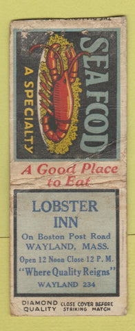 Matchbook Cover - Lobster Inn Wayland MA WORN DQ BOBTAIL