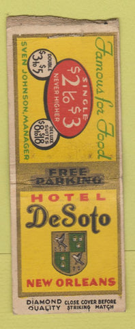 Matchbook Cover - Hotel DeSoto New Orleans LA DQ BOBTAIL