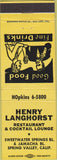 Matchbook Cover - Henry Langhorst Spring Valley CA