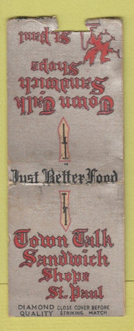 Matchbook Cover - Town Talk Sandwich Shops St Paul MN WORN DQ BOBTAIL