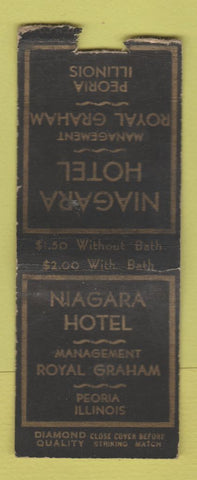 Matchbook Cover - Niagara Hotel Peoria IL WEAR DQ BOBTAIL