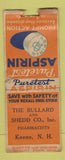 Matchbook Cover - Puretest Aspirin Keene NH Bullard Shedd Drug WORN DQ BOBTAIL