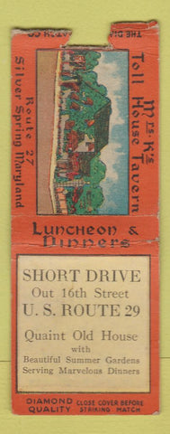 Matchbook Cover - Toll House Tavern Silver Spring MD DQ BOBTAIL