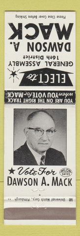 Matchbook Cover - Dawson Mack General Assembly Election PA?