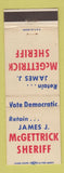 Matchbook Cover - James J McGettrick Sheriff Election Cuyahoga County OH WEAR