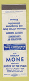 Matchbook Cover - Harlan Mone Justice Peace New Castle PA Shenango WEAR