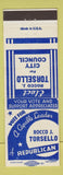 Matchbook Cover - Rocco J Torsello City Council Election New Castle PA