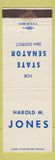 Matchbook Cover - Harold M Jones State Senator Election WEAR