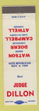 Matchbook Cover - Election Judge Dillon Watson Sheriff Atwell Coroner Butler PA