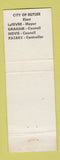Matchbook Cover - Election Judge Dillon Watson Sheriff Atwell Coroner Butler PA