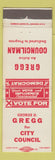 Matchbook Cover - George D Gregg for City Council WEAR