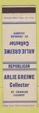 Matchbook Cover - Arlie Greiwe Collector Election St Charles County MO?