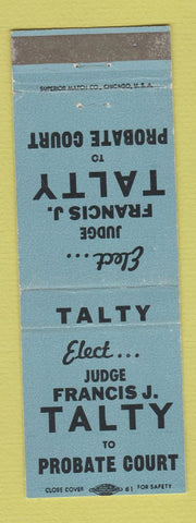 Matchbook Cover Judge Francis J Talty Probate Court Election Cuyahoga County OH