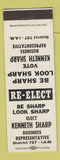 Matchbook Cover - Kenneth Sharp Business Rep Election IAM Union CA