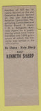Matchbook Cover - Kenneth Sharp Business Rep Election IAM Union CA