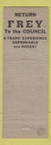 Matchbook Cover - Peter F Frey Councilman Election