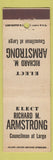 Matchbook Cover - Richard M Armstrong Councilman Election