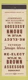 Matchbook Cover - Wylie W Brown Assessor Election Spokane County WA